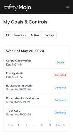 Mobile Goal & Control List Mobile Goal & Control List